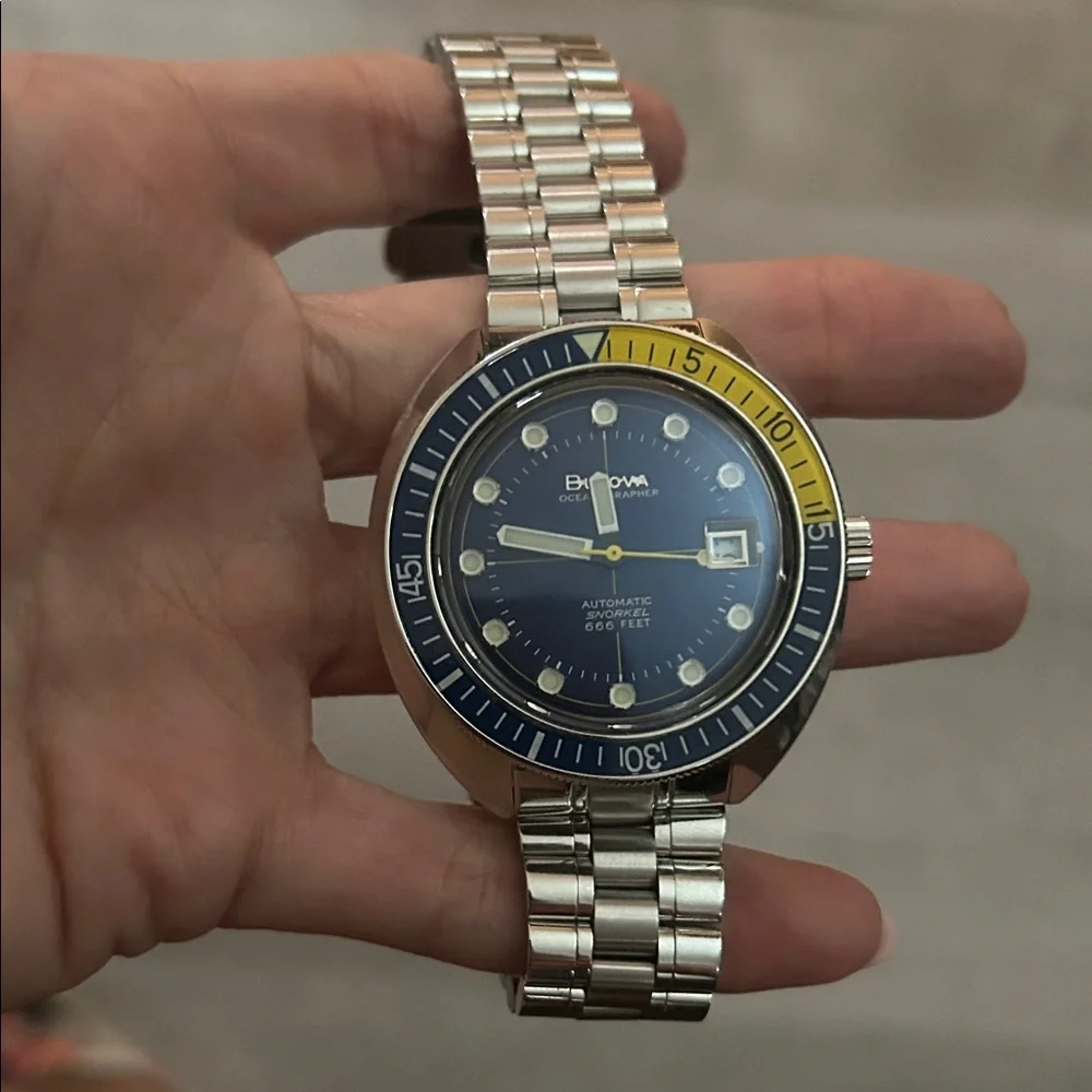 SOLD Bulova Automatic Oceanographer Watch with Silver Bracelet - Picture 1 of 2